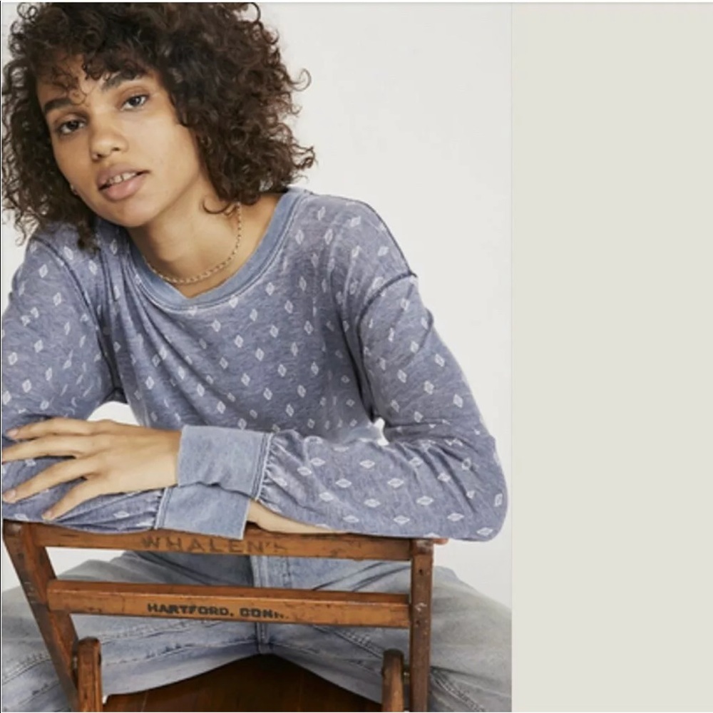 Free People Geometric L/S Tee Top Shirt NWT N35